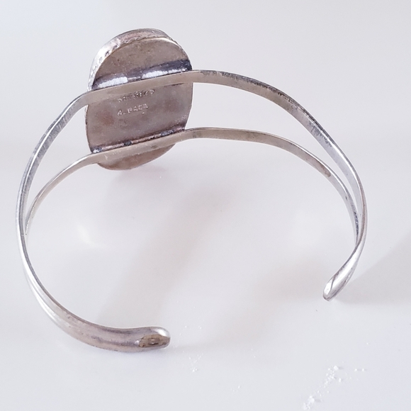 Vintage Navajo Alpaca Mexico & Turquoise Cuff Bangle - Picture 6 of 11